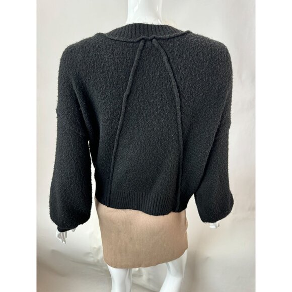 Topshop Black Button-Front Cardigan Acrylic Blend Nubby Sweater Size US 6 UK 10 - Picture 4 of 16